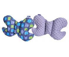 Medi Partners Coussin de nuque pour enfant 100% coton/Minky Baby pour voiture, voiture, voiture, voyage, dormir, cou, coussin (créatures avec gris minky)