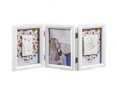 Cadre impression bébé, cadre photo 2er pour photo, main et empreinte, rond, édition cuivre rond cuivre, blanc