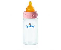 Mebby Biberon Verre Rose avec Valve Anti-Colique et Tétine en Latex, 270 ml