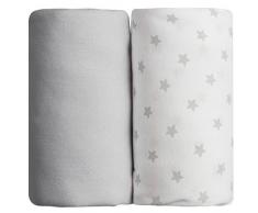 Lot de 2 draps housse gris uni + étoilé Babycalin - 70 x 140 cm