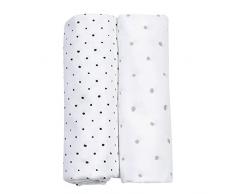 Motherhood GOTS Lot de 2 chiffons de bain 100% coton biologique Gris et noir 85 x 85 cm