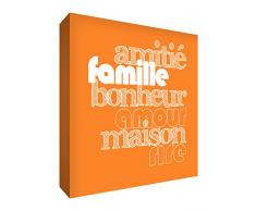 Feel Good Art Amour et Famille Toile sur Cadre Photo Mural de Style Moderne/Typographique Orange 50 x 50 cm
