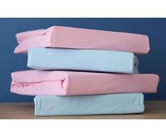 Dudu N pour lit de voyage draps housse jersey de coton, rose et bleu, 2 pièces
