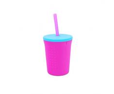 GoSili Silikids - Gobelet en silicone pour paille Rose/Aqua 350 ml