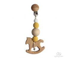 By Baby Bubbles ST02-YLHR Hochet pour poussette, bois et jaune