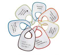 Trois Kilos Sept Set de 7 Bavoirs Plastifiés 1er Âge Semaine Sportive Multicolore