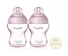 Tommee Tippee Biberons Closer To Nature, 260 ml, Valve Anti-Colique, Tétine Souple, Lot de 2, Couleurs Variées