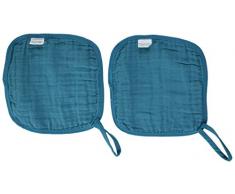 mundo melocotón Set de 2 Attaches Sucette en Mousseline Aqua