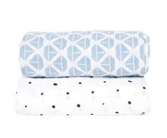 Motherhood Premium Lot de 2 chiffons de protection lavables 100% coton naturel 85 x 110 cm navires bleu