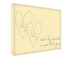 Feel Good Art Tels a Big Miracle in Such Little Girls Gallery Décoration murale sur toile avec boîte frontale Beige 30 x 40 x 2 cm