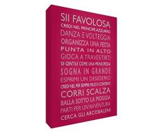 Feel Good Art GIRLSRULES2436-01IT Règles dune fille sur toile murale moderne style typographique 91 x 60 cm Raspberry Red