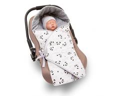 Sevira Kids - Couverture enveloppante en minky - REVERSIBLE - universelle et multi-usage pour siège auto Panda Rose