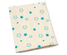 ByBoom - Bio - Couverture pour bébé - Plaid - 100% coton bio - 70 x 100 cm - Fabriqué en UE - Couleur : naturel - Étoiles Aqua