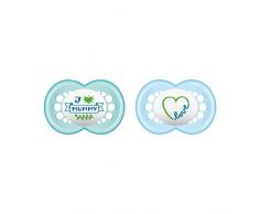 MAM Lot de 2 sucettes en silicone Inscription I love Mummy - Bleu