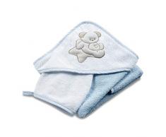 Italbaby Sèche serviette avec capuche en éponge 75 x 75 cm Sweet Bleu – 350 g