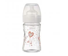 Chicco Biberon en Verre + Flux Tétine Normal en Silicone 150 ml 0+ Mois