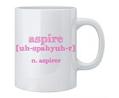 Feel Good Art brillant Mug en céramique Motif typographie moderne (Tons Rose, Aspire)