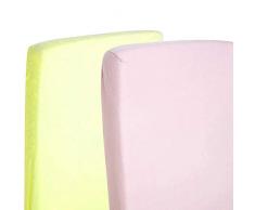 2 x Lit pour bébé 100% coton jersey Drap-housse 140 x 70 cm Citron et rose