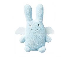 TROUSSELIER - Doudou avec hochet - Ange Lapin - 20 cm de haut - Moderne Chic - Idéal Cadeau de Naissance - Lavable en Machine - Colori Bleu Ciel