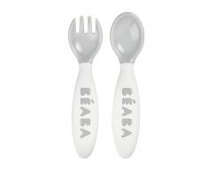 BÉABA, Set de 2 Couverts Ergonomique dapprentissage 2ème Age, Gris