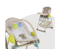 Hauck/Sit N Relax/Chaise Haute Bébé 3 en 1/ Transat Bébé et Chaise pour Enfants/avec Position Couchée/avec Arc Jeu, Plateau Repas, Roues/Réglable en Hauteur/Évolutive/ Pliable/ Dots Sand (Beige)