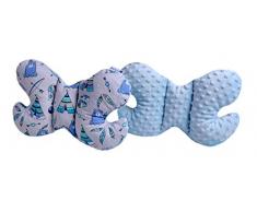 Medi Partners Coussin de nuque pour enfant 100% coton/Minky Baby pour voiture, voiture, voyage, dormir, cou, coussin de sommeil (Tipi avec rose bleu clair)