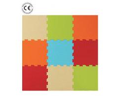 LUDI – Fond de parc épais pour l’éveil de bébé – 1015 - Tapis de sol adapté dès la naissance – lot de 9 dalles en mousse aux couleurs douces.