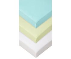 Lot de 3 draps housse Coton - 60x120 - anis blanc turquoise