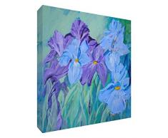 Feel Good Art Toile Boîte dorigine/Galerie enveloppé avec panneau avant massif Vive Iris Aquarelle Peinture par artiste Valerie Johnson (38 x 38 x 4 cm, M)