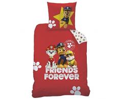 Paw Patrol 046405 Parure de lit en Coton renforcé Rouge