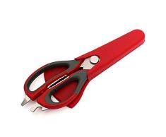 Local Makes A Comeback Ciseaux de cuisine multifonction en acier inoxydable 2 en 1 pour décapsuleur de viande, noix et bouteilles. Rouge/Gris