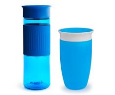Munchkin - Tasse Miracle 360ᵒ, Set pour Adulte et Enfant, 710 ml/296 ml, Bleu