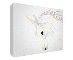 Feel Good Art Toile Murale avec Cadre en Bois Massif Motif Licorne, Toile sur Le Devant Multicolore, 1216_Rectangle