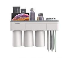 Local Makes A Comeback Brosse à dents simple sans montage de clous, sans dommages au mur, boîte de rangement pratique, 3 tasses (gris)