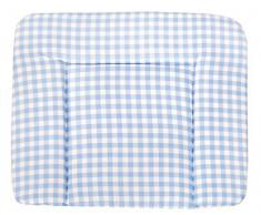 roba Matelas à langer souple Sunny Day bleu clair à carreaux bleu, 85x75cm, matelas à langer souple avec revêtement en PU.