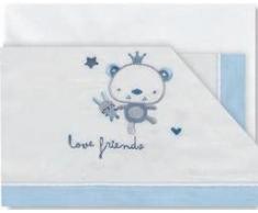 pirulos 00912313 – Triptyque draps motif love Friends 80 x 140 cm, couleur blanc et bleu
