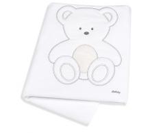Italbaby en peluche brodée piqué Couverture pour lit de bébé, Blanc