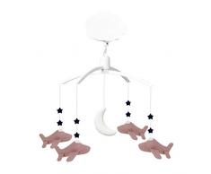 TROUSSELIER - Mobile Musical - Avions - Tissu en Lin - Musique La Vie En rose - Classique Chic - Idéal Cadeau de Naissance - Facile à Installer - Colori Vieux Rose