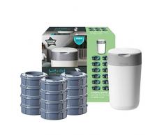 Tommee Tippee Twist/Click Sangenic Tec Set Débutant Poubelle à Couches Protection Anti-Odeur/Germe Garantie 12X Recharges Blanc
