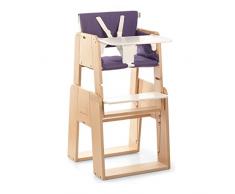 moodelli Growi – Chaise haute évolutive avec harnais et SET de sécurité, 6 Mois, Avec plateau et coussin de chaise, couleur bois/violet
