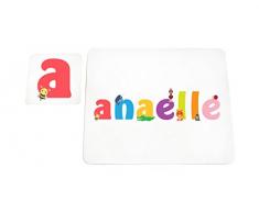 Little Helper Napperon avec Coaster Style Illustratif Coloré avec le Nom de Jeune Fille Anaelle