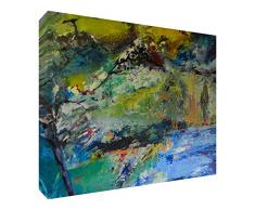 Feel Good Art VJ-BLUEYONDER1216-15IT Blue Yonder Tableau sur Toile, Paysage Rural Impressionniste, Artiste Val Johnson 40 x 60 cm Multicolore