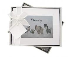 White Cotton Cards CTS1S Album photo de baptême Motif animaux mignons