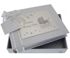 White Cotton Cards Inscription Grandmas Boasting Book Album de petite taille (Silver Landau et fanions)