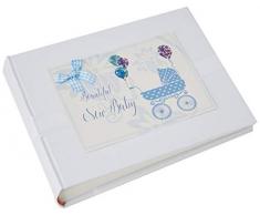 White Cotton Cards Album photo pour nouveau-né Motif landau Bleu