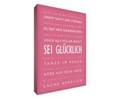 Little Helper bh1216–17 G/Nv Feel Good Art Décoration murale sur une toile épaisse dans un styleSEI Citations (Be Happy Typographie moderne), 40 x 30 cm, rose