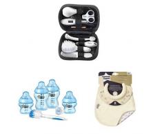 Tommee Tippee Kit de Soin Bébé + Tommee tippee Starter Kit de Naissance pour Garçon Bleu + Tommee Tippee Bavoir en Eponge
