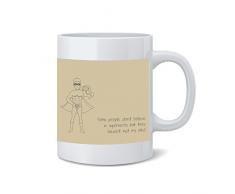 Feel Good Art Mug en céramique Typographie moderne et design Illustration (Beige, Super Dad One Enfant)