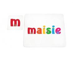 Feel Good Art brillant Set de table et dessous-de-verre pour bébés et bambins en Illustrations et personnalisé avec nom de Girl (lhv-maisie)