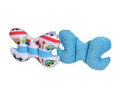 Medi Partners Coussin de nuque pour enfant 100% coton/Minky Baby pour voiture, voiture, voyage, dormir, dormir, coussin (voitures avec rose turquoise)